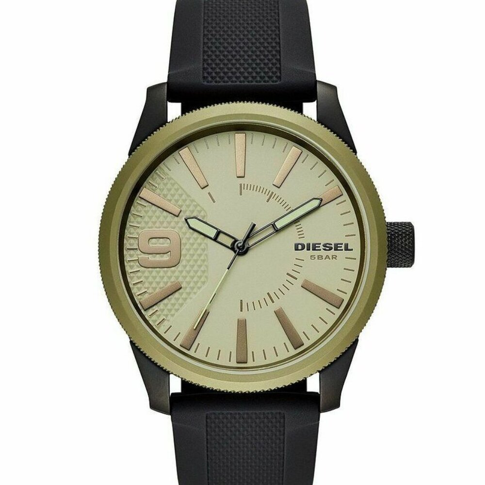 Diesel Rasp NSBB Three-Hand Black Silicone Watch – Model DZ1875